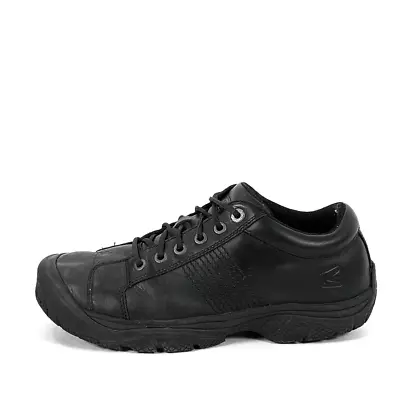 KEEN Shoes Mens 11.5 Black Leather Toe Cap Slip Resistant Comfort Sneakers • $35