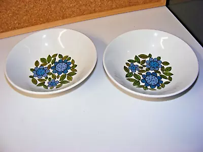 Two Vintage Retro J&G Meakin  6.5  Cereal Or Soup Bowls - Topic Pattern. VGC • £5.99