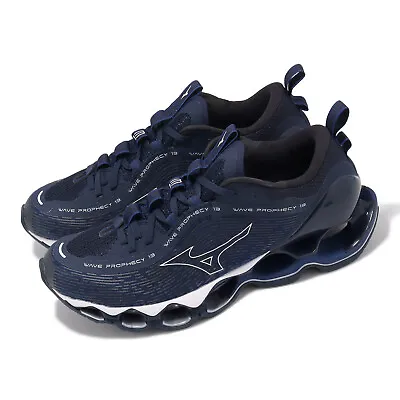 Mizuno Wave Prophecy 13 Navy White Men Road Running Jogging Shoes J1GC2400-02 • $198.83