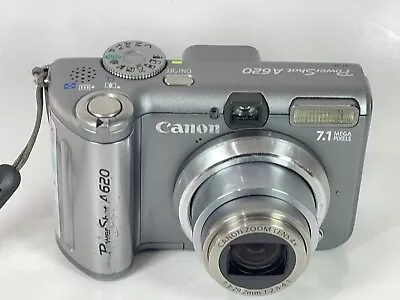 Canon PowerShot A620 7.1MP Digital Camera - Silver - TESTED  • $159