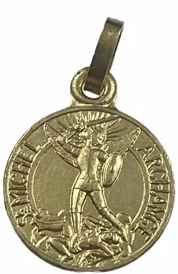 Vintage Catholic St Michel St Michael Petite Gold Tone Religious Medal • $9.99