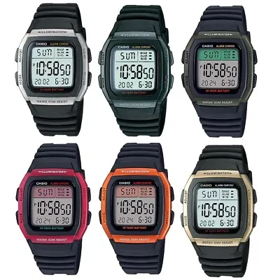 Casio W-96H Silver Gold Blue Red Orange Green Multi-Function 50m Digital Watch • $64.95