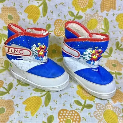 Vintage 90s Blue White & Red Elmo Kids Snow Shoes Size 8 • $20