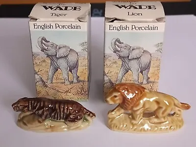 2 Boxed Wade Whimsie-land Wildlife Lion & Tiger Excellent Condition No Damage • £10