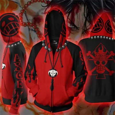 One Piece Portgas·D· Ace Hoodie Coat Anime Cosplay 3D Zipper Sweatshirt Jacket • $37.71