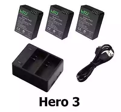 GoPro HERO 10 9 8 7 6 5 4 3 Battery Charger Dual/Triple HSU Go Pro Black Kit • $57.95