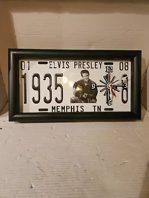 Elvis Presley Memorabilla Clock 01-08-1935 License Plate Memphis Tn. Estate Find • $29.99