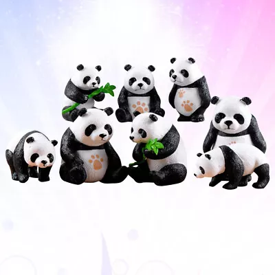  8pcs PVC Mini Panda Decoration Craft Miniature Panda Ornaments Handcraft Gift • £16.19