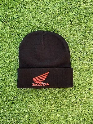 Honda Logo Adults Black Beanie Cap Hat One Size Fits All Brand New • £10.99