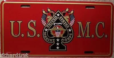 Aluminum Military License Plate USMC Marine Corps Ace Of Spades NEW • $17.50