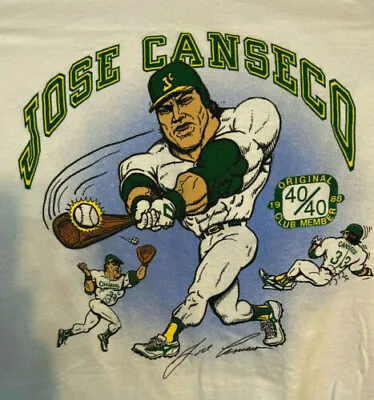 80's Jose Canseco Oakland A's Cartoon Black Men All Size Shirt NG1663 • $21.84