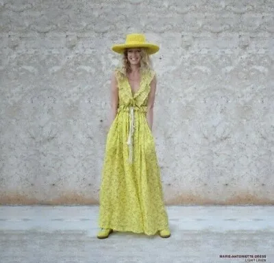 Yvonne S $815 Marie-Antoinette Ruffled Floral-Print Linen Maxi Dress; XS • $298.50