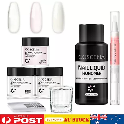 Acrylic Nail Kit Clear Pink White Acrylic Nail Powders Liquid Monomer Set Tools • $14.99