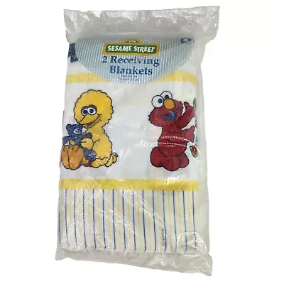 VTG Sesame Street 2 Receiving Fleece Baby Blanket 30 X40  Elmo Poncho RIEGEL • $47.30