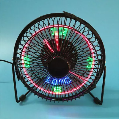 Portable 4  Desktop Fan LED USB Clock Fan With Real Time Temperature Cooling Fan • $26.59