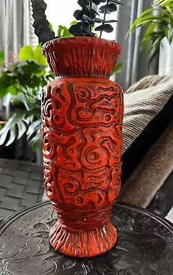 Mid Century Modern HAEGER Tiki Vase. Orange • $60