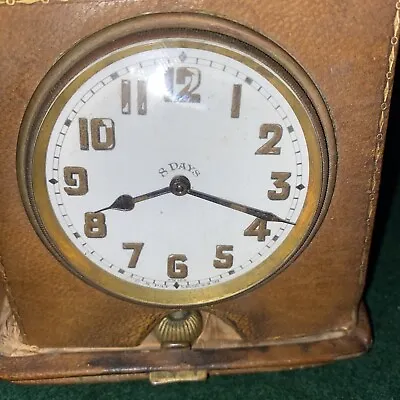 Vintage Travel Clock Swiss 8 Days Alarm Fold Out - Working. Very Quiet Tick. • $129.88