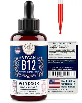 Vegan Vitamin B12 Liquid -Windsor 2 Fl Oz • $13.68