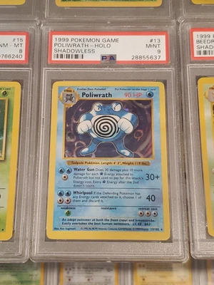 $195 • Buy 1999 Pokemon Base Set Shadowless Poliwrath Holo 13/102 PSA 9 MINT
