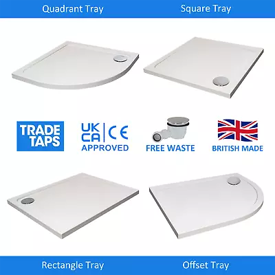 45mm Slimline Shower Tray Rectangle Quadrant Square Enclosure + Chrome Waste • £130.10