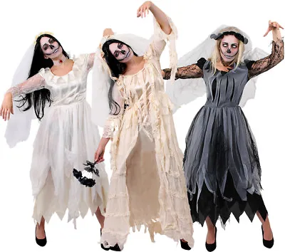 £22.99 • Buy Ladies Corpse Bride Halloween Zombie Ghost Fancy Dress Choose Havisham Women Lot