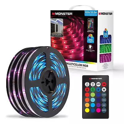 LED 100ft Multicolor Light Strip Indoor Locations Bedrooms Remote Control • $26.69
