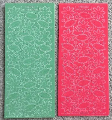 £1 • Buy Christmas Holly Green Red Cardmaking Peel Offs Stickers Starform Stitch 3213