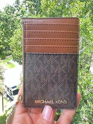 Michael Kors Jet Set Travel Top Zip Credit Card Case Id Holder Wallet Coin Pouch • $56