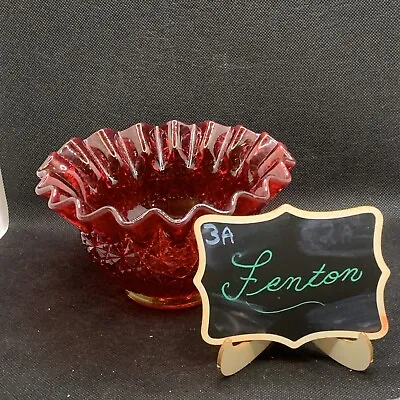 Vintage Fenton L.G. Wright Amberina Daisey Button Stars Candy Bowl FREE SHIPPING • $25