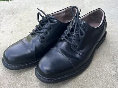 MERONA Men's Size 10.5 Black Oxfords Cap Toe Eyelets Dress Comfort Gel Shoes • $17.50