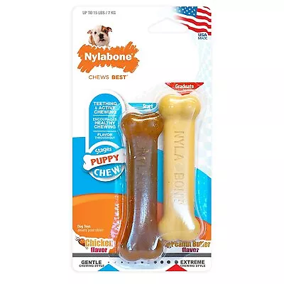 Nylabone Puppy Bone Combo Pack Petite  Chicken/Peanut Butter  Teething Toys • $9.64