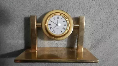 Miniature Desk Clock On Brass Base Quartz Japan Movement Pivots • $9.25