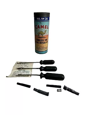 Vintage 1960s Advertising Camel Tubeless Tire Plug Repair Kit Can No. TP-25  • $25