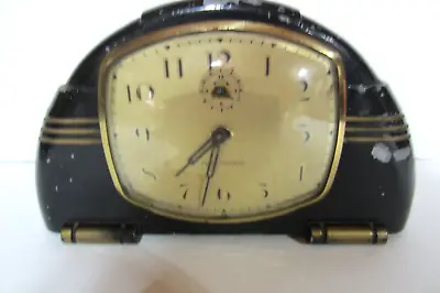 Vintage Art Deco Wind-Up 1940s Ingraham Alarm Clock Fleetwood **PARTS REPAIR** • $34.95