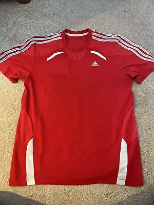 Adidas Red Gym Workout Running Activewear Shirt Top Men’s Medium Excellent Cond. • £5.49