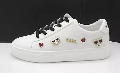 Size 9.5 Karl Lagerfeld Paris Cate Pins White Casual Fashion Sneakers Shoes • $69
