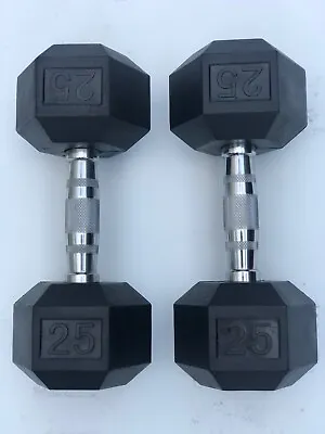 Brand New 5-120lb Rubber Coated Hex Dumbbells Weights For Commercial Gym Pairs! • $59.99