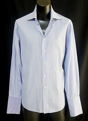 Domenico Vacca French Cuff Shirt Handmade  In Italy 16.5-36 • $69.99