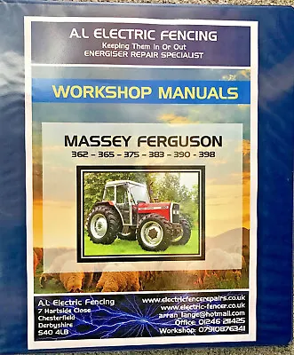 Massey Ferguson Workshop Manual - MF362365375383390398 - FREE POST • £39.99