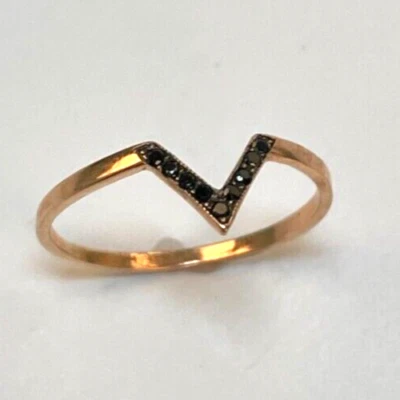 $99 • Buy Zoe Chicco 14KT Rose Gold Black Diamond V-Ring Size 6.25