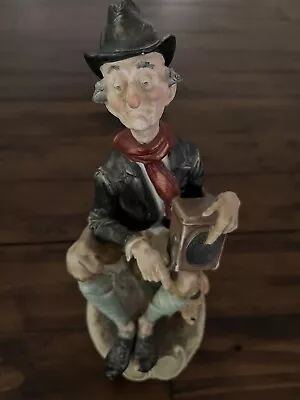 Capodimonte Figurine Signed Bruno Street Organ Grinder And His Dog  Organetto  • $99.40