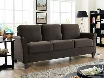 New Modern Alexa 3-Seat Curved Arm Microfiber Sofa Couch Living Room Furniture • $295.86