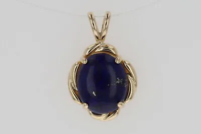 2.90ct Oval Cabochon Lapis Lazuli Solitaire Pendant W/o Chain 14k Yellow Gold • $167.99