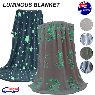 Fleece Blanket Glow In The Dark Large Sofa Throw Soft Warm Faux Fur Mink Kids AU • $11.59