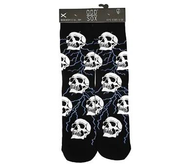 ODD SOX Knits Skulls Lightning Bolts Black Cotton Blend Thick Socks Men's NWT • $14.99