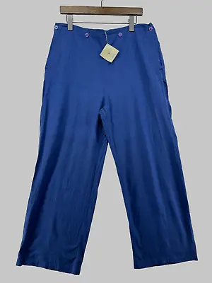 Matta NY Wide Leg Pants Womens Size XL Navy Blue Sailor Button Front Cotton NWT • $54.99