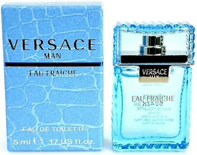 Versace Man Cologne Blue Men Perfume Eau Fraiche Mini Travel EDT 0.17 Oz 5 Ml • $12.95