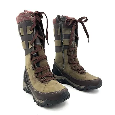 Merrell Polarand Rove Peak Waterproof Brown Leather Winter Snow Boots Women's 7 • $99.98