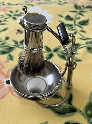Classic Men's Shaving Set | Silver Wet Shaver Hair Remove Razor & Brush + Stand • $29.99
