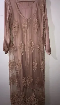 Ladies Rose  Gold Classy Silk And Pearl Pakistani Dress • £9.99